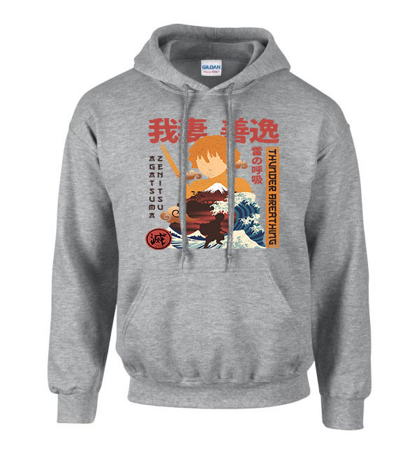 zenitsu demon slayer Sportszürke Férfi Kapucnis Pulóver