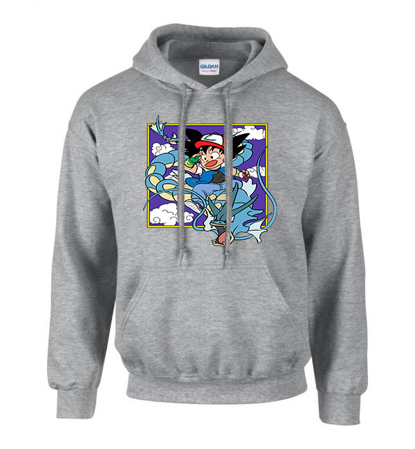dragon ball gyarados son goku Sportszürke Férfi Kapucnis Pulóver