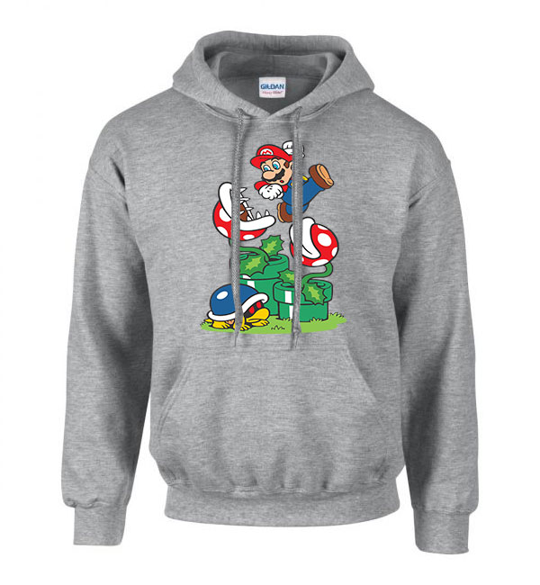 super mario Sportszürke Férfi Kapucnis Pulóver