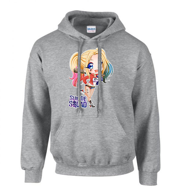 Harley Quinn Chibi Sportszürke Férfi Kapucnis Pulóver