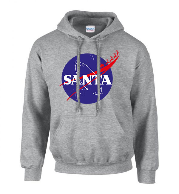 Santa Mikulás Karácsony nasa Sportszürke Férfi Kapucnis Pulóver