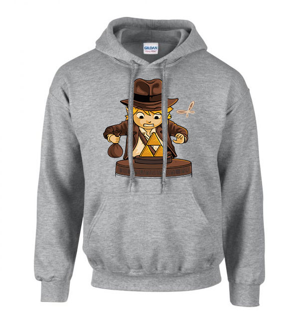 Link indiana jones gamer humor Sportszürke Férfi Kapucnis Pulóver