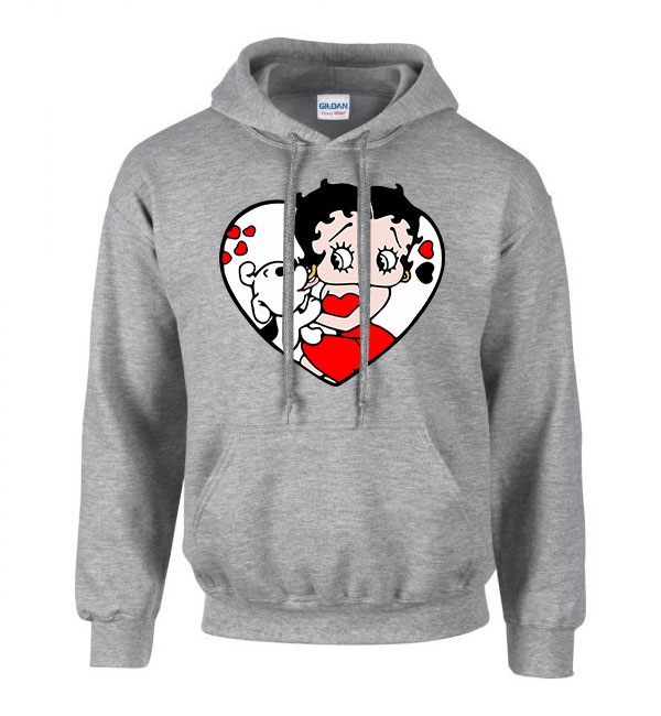 betty boop Sportszürke Férfi Kapucnis Pulóver