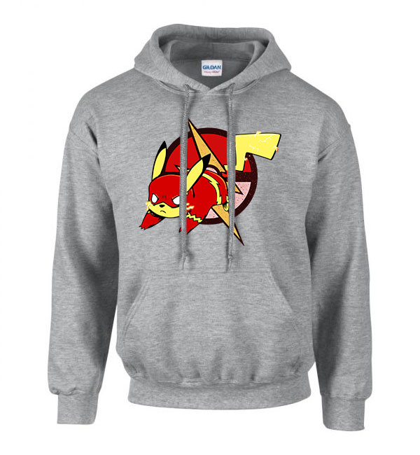 flash pikachu pokemon Sportszürke Férfi Kapucnis Pulóver