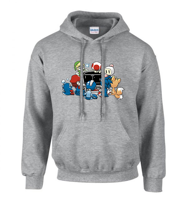 gamer sonic mario zelda megamen Sportszürke Férfi Kapucnis Pulóver
