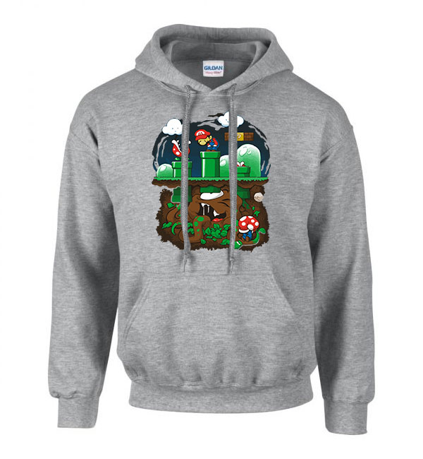 super mario Sportszürke Férfi Kapucnis Pulóver