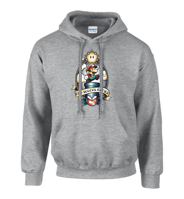 super mario Sportszürke Férfi Kapucnis Pulóver