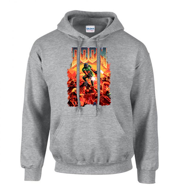 doom Sportszürke Férfi Kapucnis Pulóver
