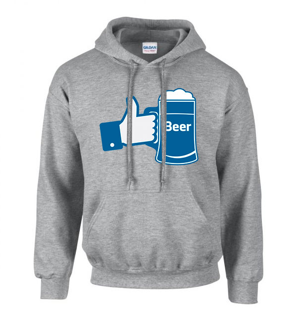 sör beer facebook Sportszürke Férfi Kapucnis Pulóver