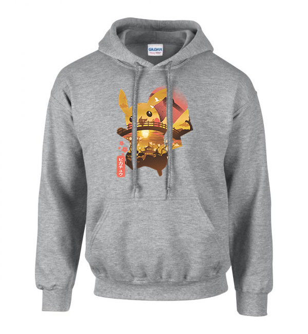 pikachu japán Sportszürke Férfi Kapucnis Pulóver