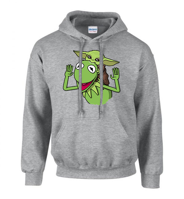 baba yoda baby yoda froggy breki béka Sportszürke Férfi Kapucnis Pulóver