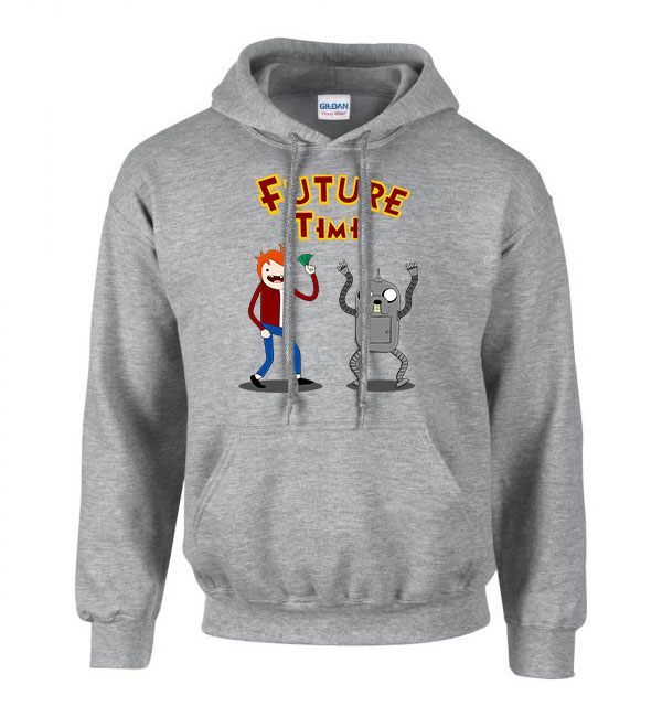 futurama adventure time Sportszürke Férfi Kapucnis Pulóver