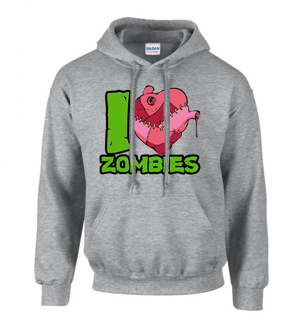 zombi zombis Sportszürke Férfi Kapucnis Pulóver