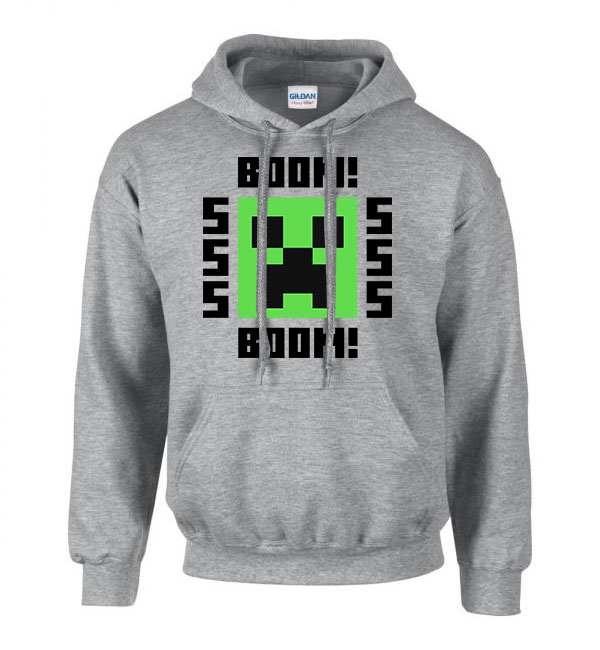 minecraft creeper Sportszürke Férfi Kapucnis Pulóver