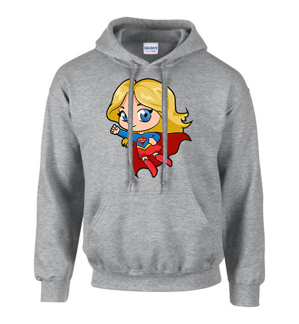Chibi Supergirl Sportszürke Férfi Kapucnis Pulóver