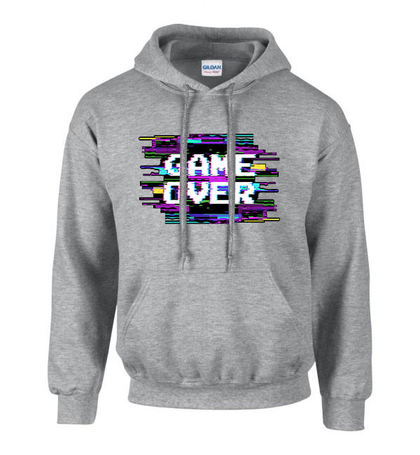 game over gamer Sportszürke Férfi Kapucnis Pulóver