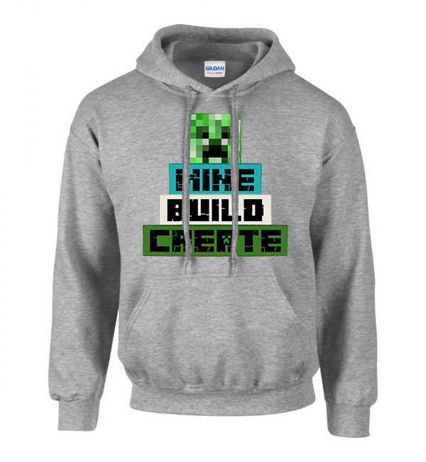 minecraft creeper Sportszürke Férfi Kapucnis Pulóver