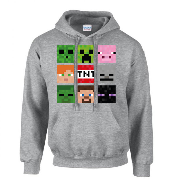 minecraft creeper slender man Sportszürke Férfi Kapucnis Pulóver
