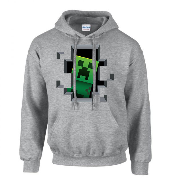 minecraft creeper Sportszürke Férfi Kapucnis Pulóver