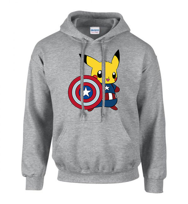 pokemon pikachu Sportszürke Férfi Kapucnis Pulóver