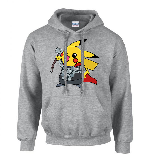 pokemon pikachu Sportszürke Férfi Kapucnis Pulóver