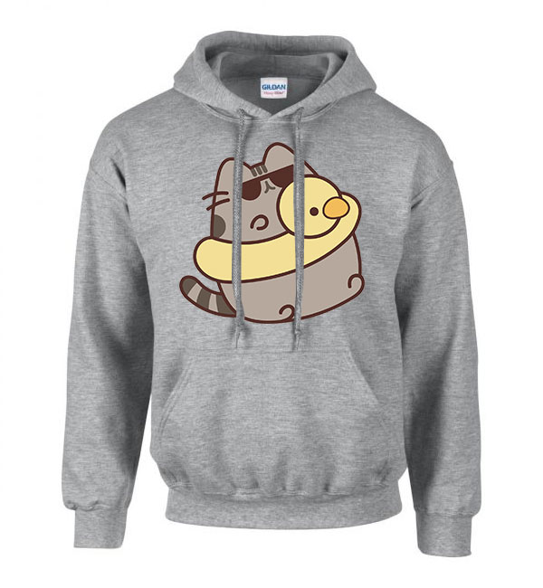 nyár nyaralás szemüveg pusheen macska macskás cica cicás Sportszürke Férfi Kapucnis Pulóver