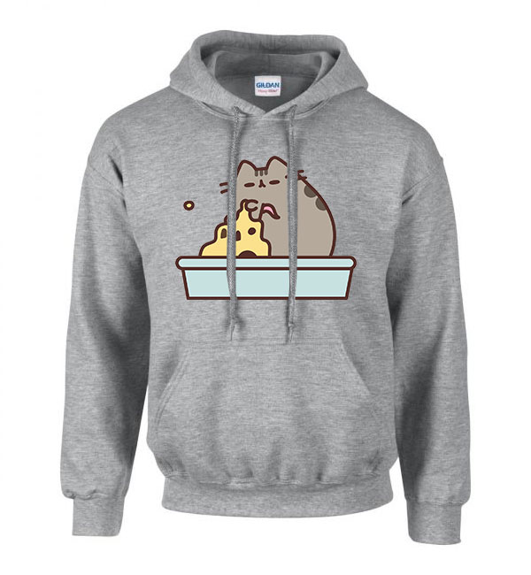 homokvár nyár nyaralás pusheen macska macskás cica cicás Sportszürke Férfi Kapucnis Pulóver