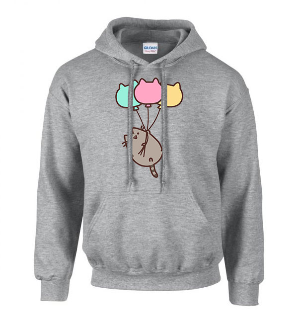 pusheen lufi macska macskás cica cicás Sportszürke Férfi Kapucnis Pulóver