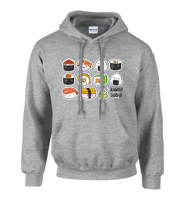 szusi sushi kawaii Sportszürke Férfi Kapucnis Pulóver