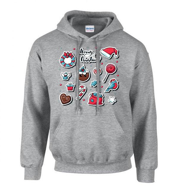 karácsony karácsonyos merry christmas mézeskalács Sportszürke Férfi Kapucnis Pulóver