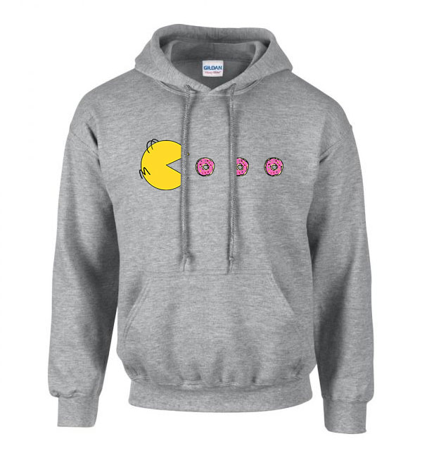 pac man fánk homer Sportszürke Férfi Kapucnis Pulóver