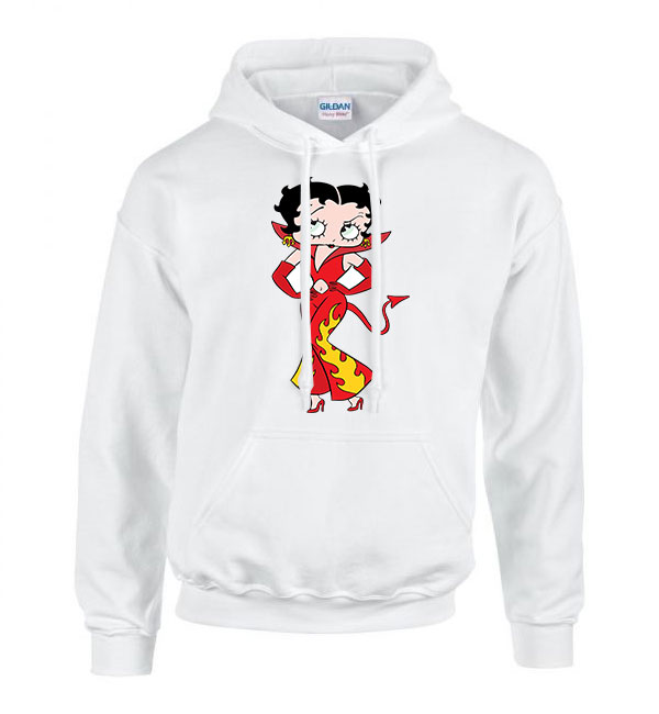 Betty Boop Fehér Férfi Kapucnis Pulóver