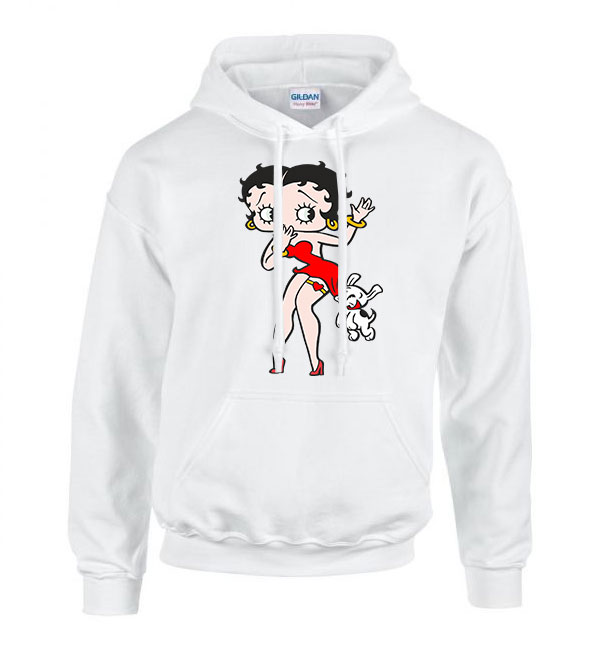 Betty Boop Fehér Férfi Kapucnis Pulóver
