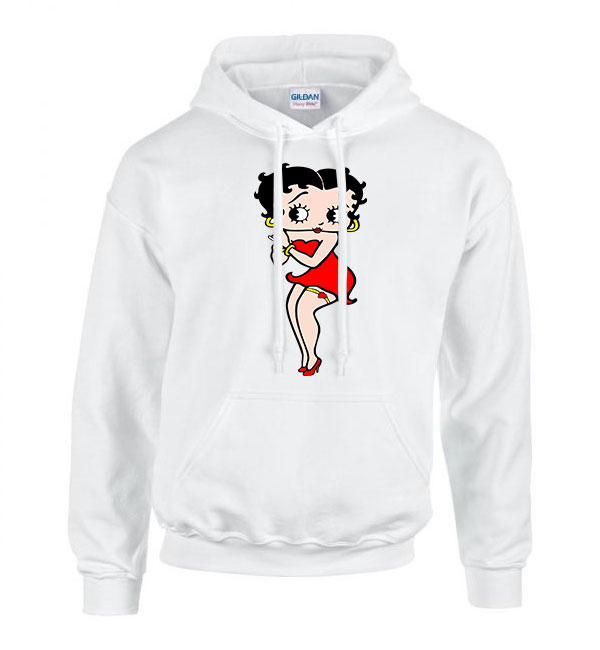 Betty Boop Fehér Férfi Kapucnis Pulóver