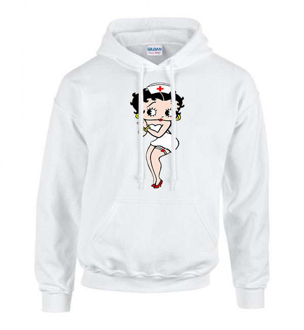 Betty Boop Fehér Férfi Kapucnis Pulóver