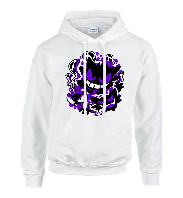 pokemon gastly gengar Fehér Férfi Kapucnis Pulóver