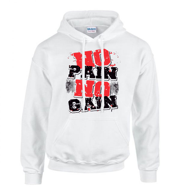 kondi kondizás no pain no gain kondis Fehér Férfi Kapucnis Pulóver