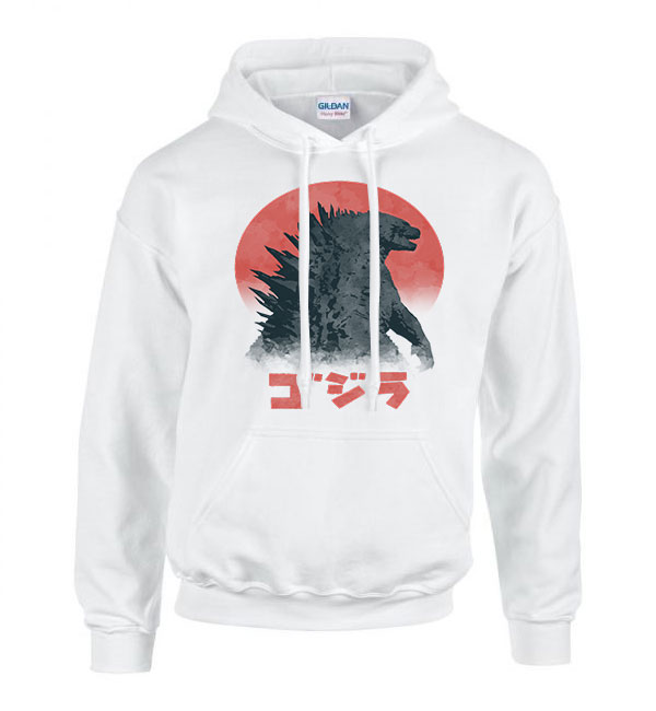 godzilla Fehér Férfi Kapucnis Pulóver