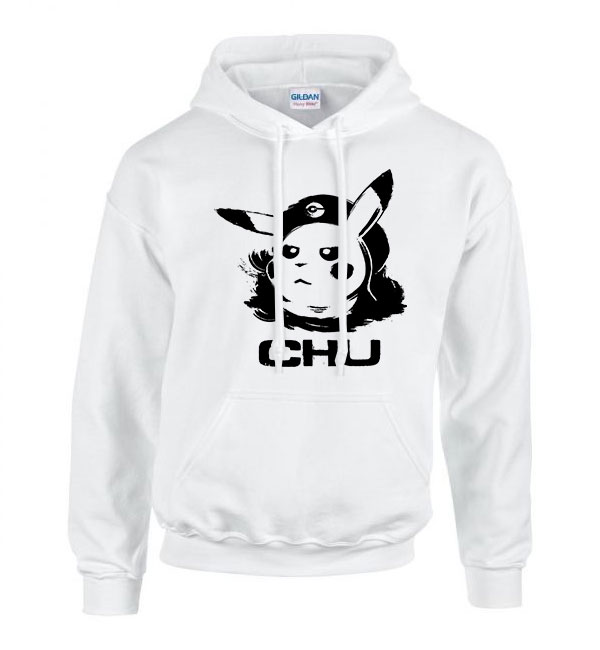 chu pikachu Fehér Férfi Kapucnis Pulóver