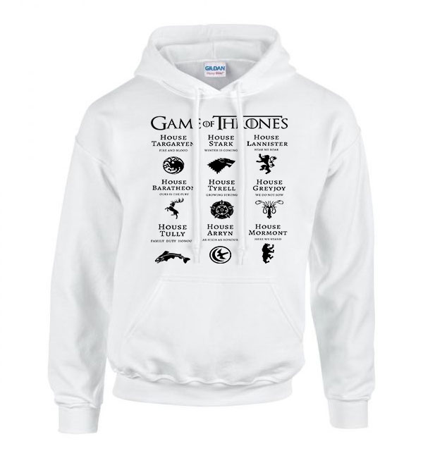 trónok harca game of thrones stark lannister Fehér Férfi Kapucnis Pulóver