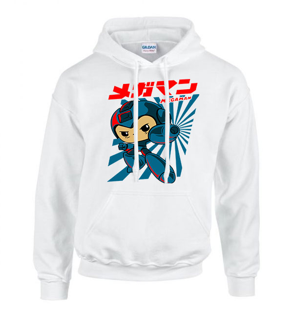 Megaman Fehér Férfi Kapucnis Pulóver