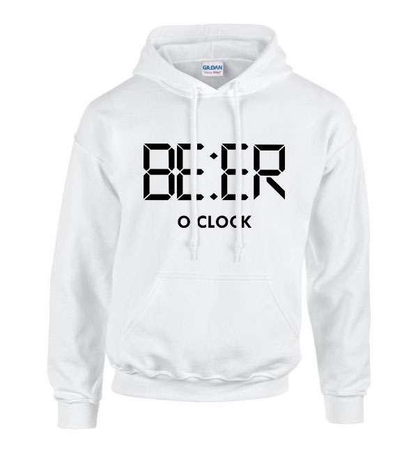 Vicces Sör Beer Oclock Fehér Férfi Kapucnis Pulóver