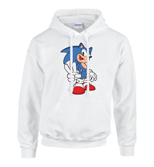 Sonic Fehér Férfi Kapucnis Pulóver