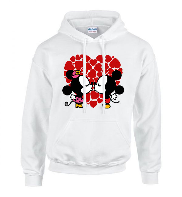 Mickey És Minnie Egér Love Fehér Férfi Kapucnis Pulóver