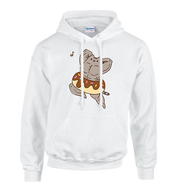 Izmos Pusheen Macska Macskás Fehér Férfi Kapucnis Pulóver