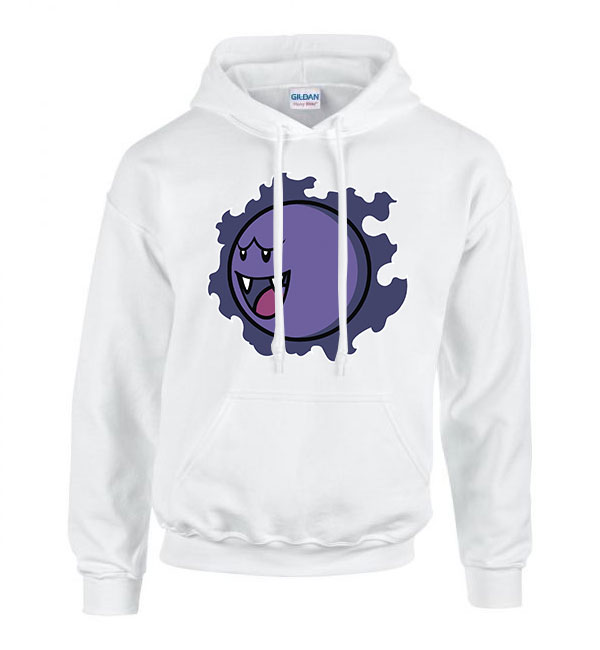 Pokemon Gastly Fehér Férfi Kapucnis Pulóver