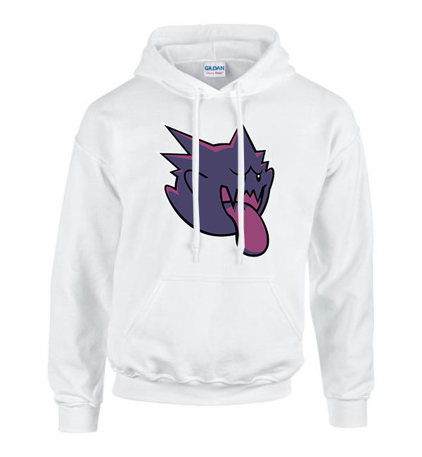 Mario Gengar Pokemon Fehér Férfi Kapucnis Pulóver