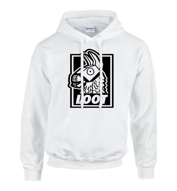 Fortnite loot láma Fehér Férfi Kapucnis Pulóver