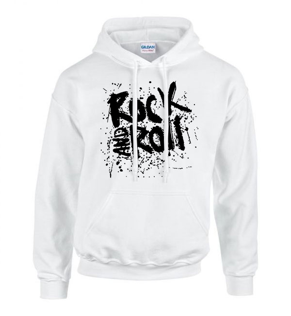 rock n roll Fehér Férfi Kapucnis Pulóver