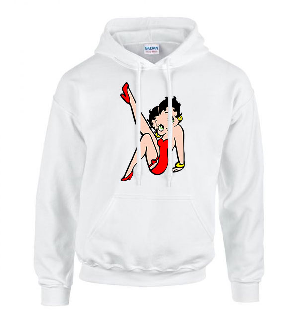 Betty Boop Fehér Férfi Kapucnis Pulóver